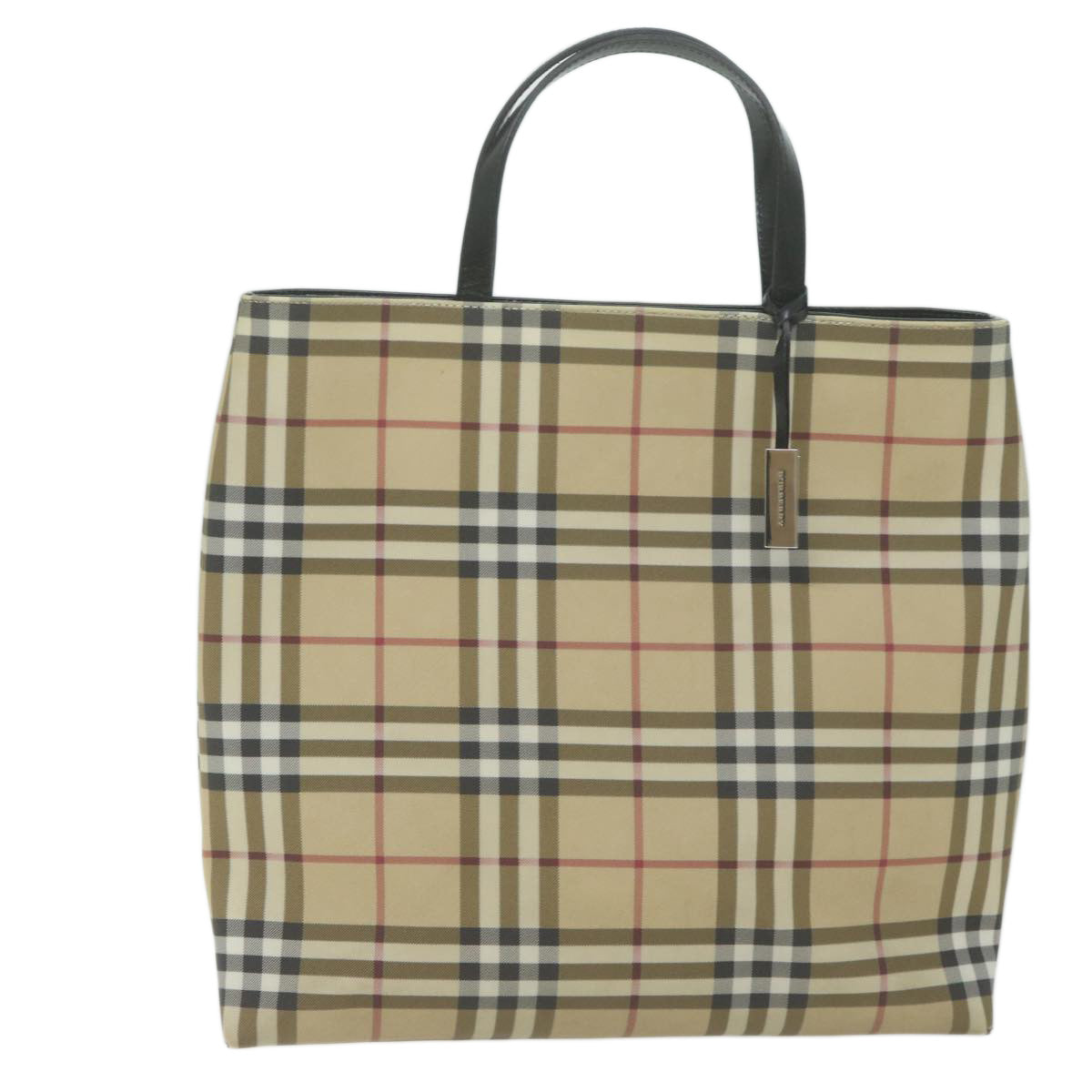 BURBERRY Nova Check Hand Bag Coated Canvas Beige Auth ep3151