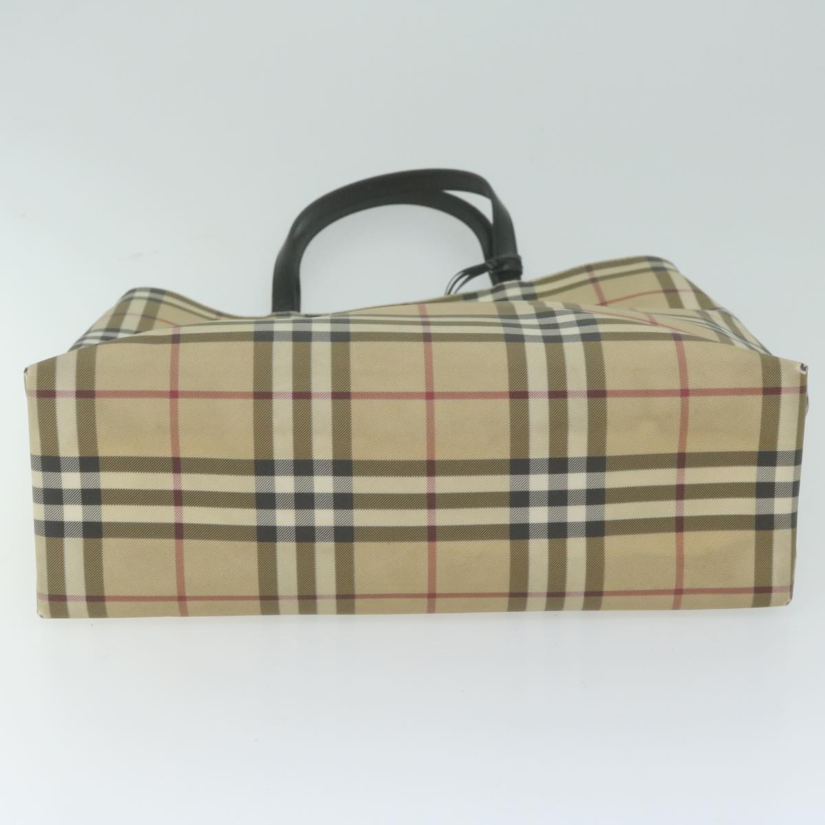 BURBERRY Nova Check Hand Bag Coated Canvas Beige Auth ep3151