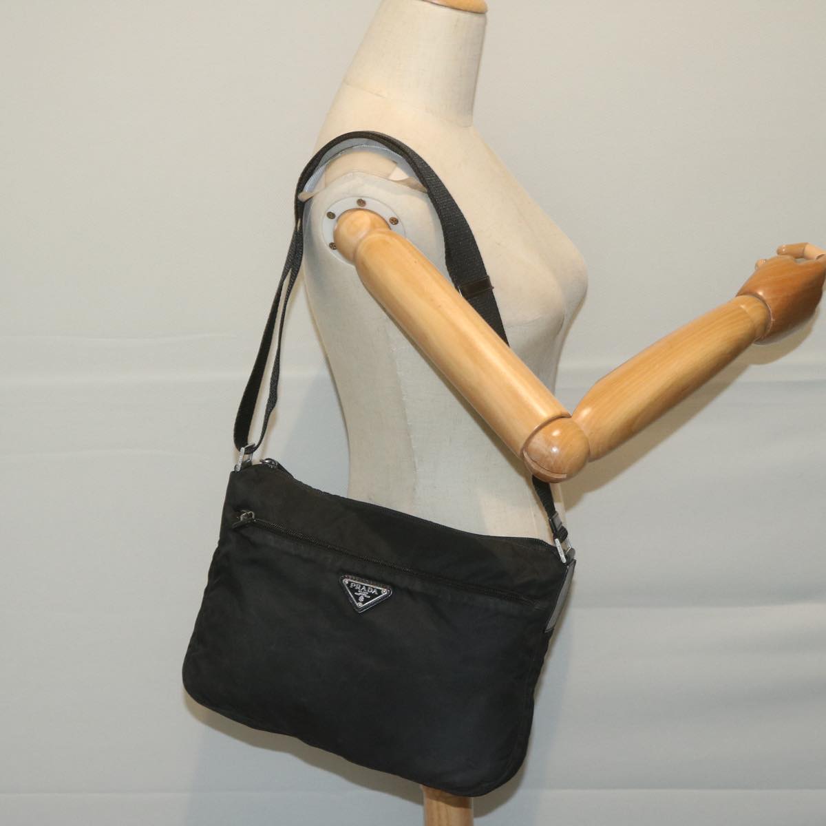 PRADA Shoulder Bag Nylon Black Auth ep3155