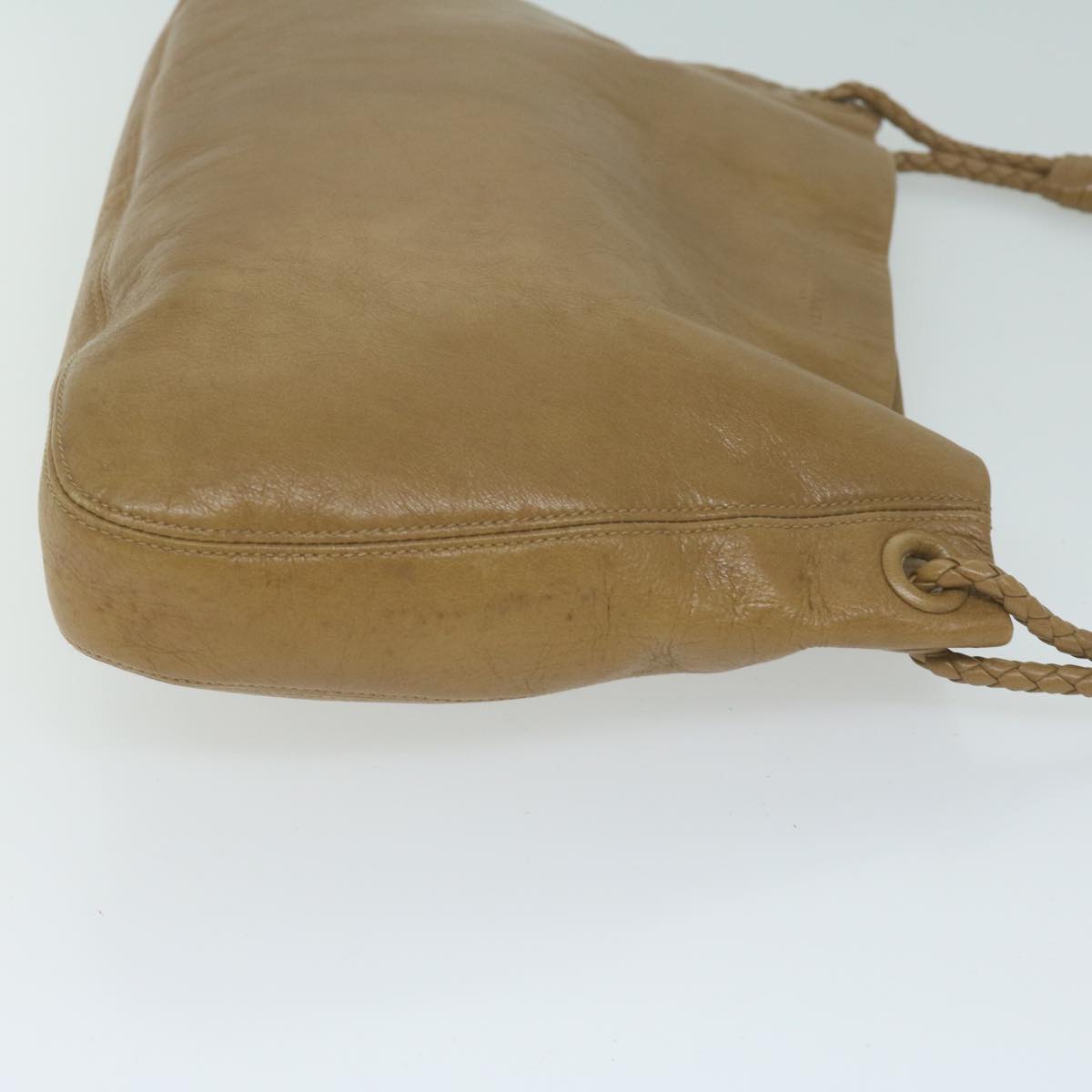 BOTTEGAVENETA INTRECCIATO Shoulder Bag Leather Beige Auth ep3160