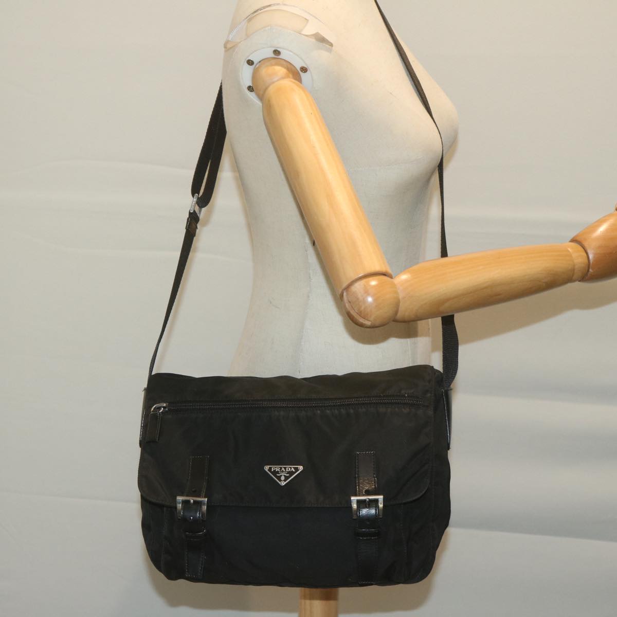 PRADA Shoulder Bag Nylon Black Auth ep3171