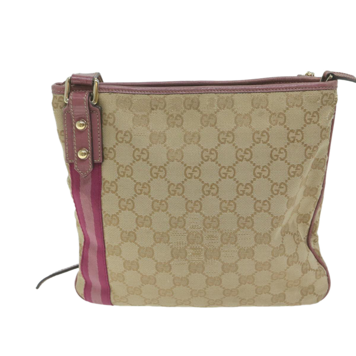 GUCCI GG Canvas Sherry Line Shoulder Bag Beige Pink Purple 144388 Auth ep3192 - 0