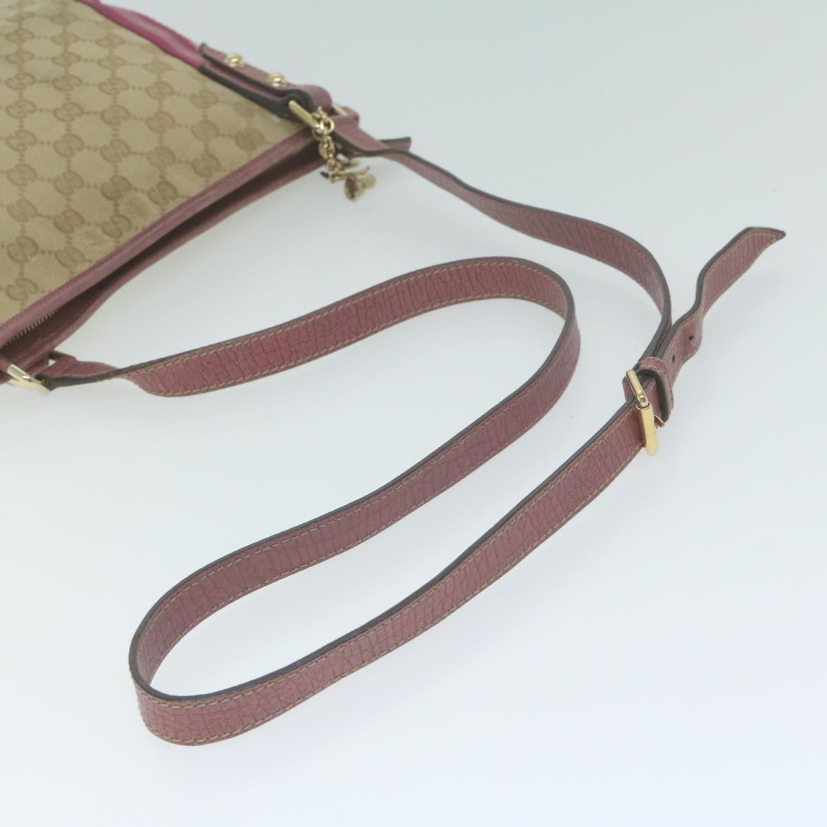 GUCCI GG Canvas Sherry Line Shoulder Bag Beige Pink Purple 144388 Auth ep3192