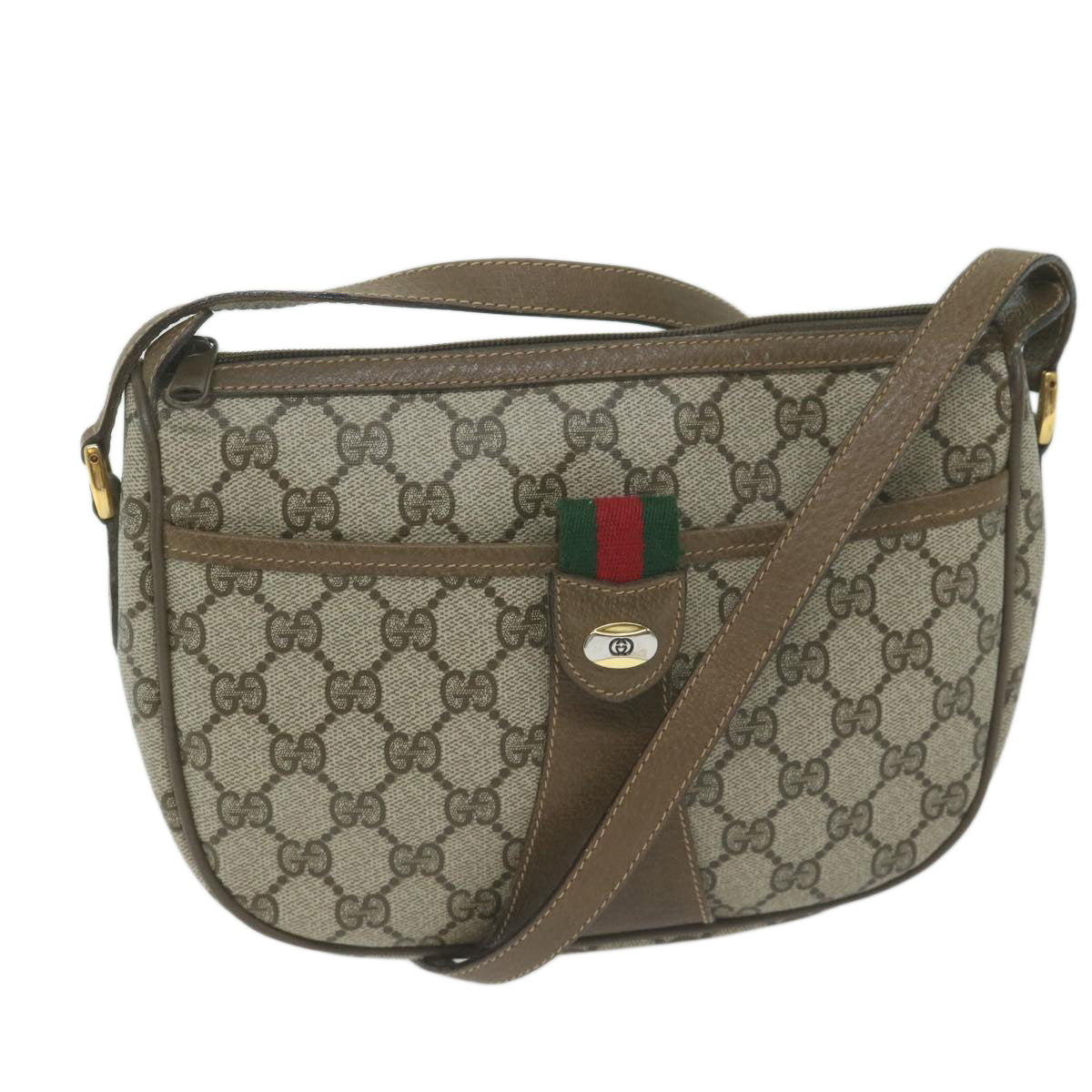 GUCCI GG Supreme Web Sherry Line Shoulder Bag PVC Beige 89 02 032 Auth ep3199