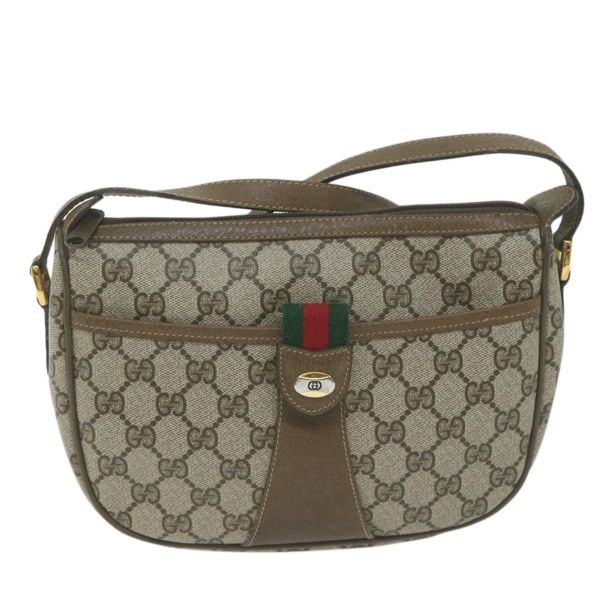 GUCCI GG Supreme Web Sherry Line Shoulder Bag PVC Beige 89 02 032 Auth ep3199