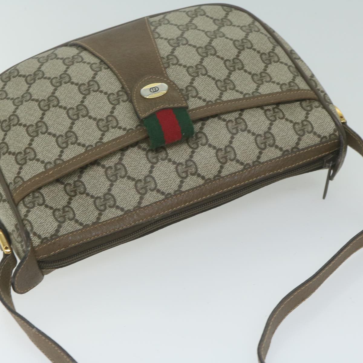 GUCCI GG Supreme Web Sherry Line Shoulder Bag PVC Beige 89 02 032 Auth ep3199