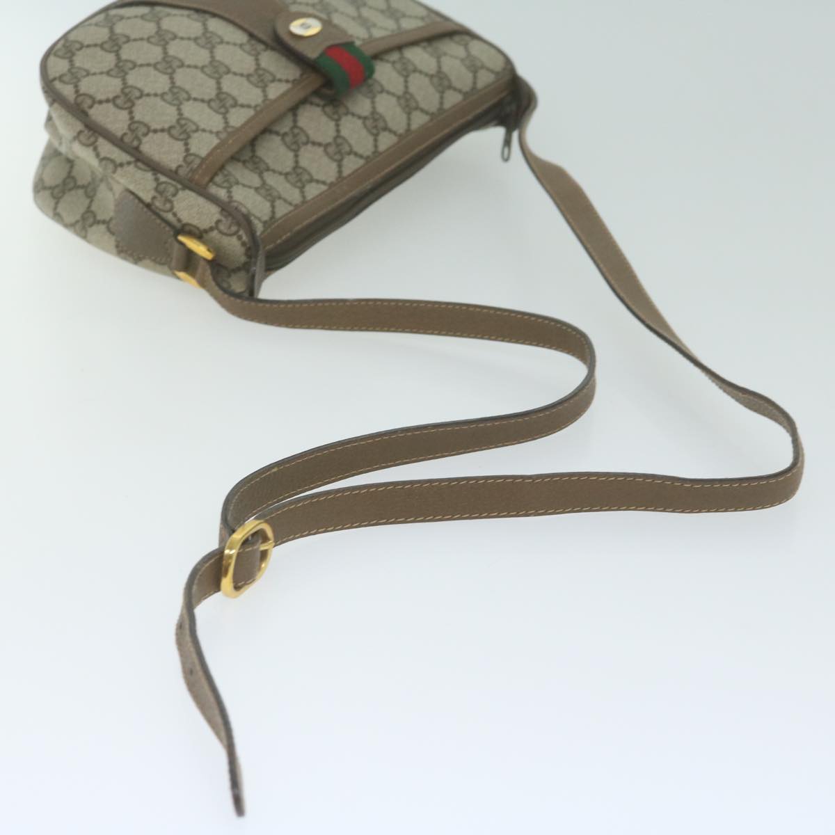 GUCCI GG Supreme Web Sherry Line Shoulder Bag PVC Beige 89 02 032 Auth ep3199