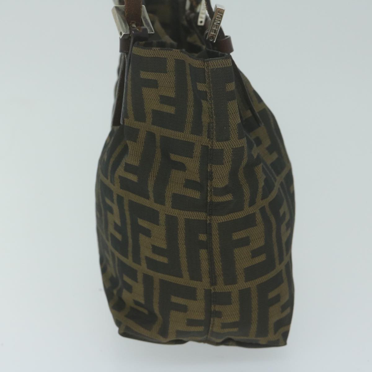 FENDI Zucca Canvas Hand Bag Black Brown Auth ep3201