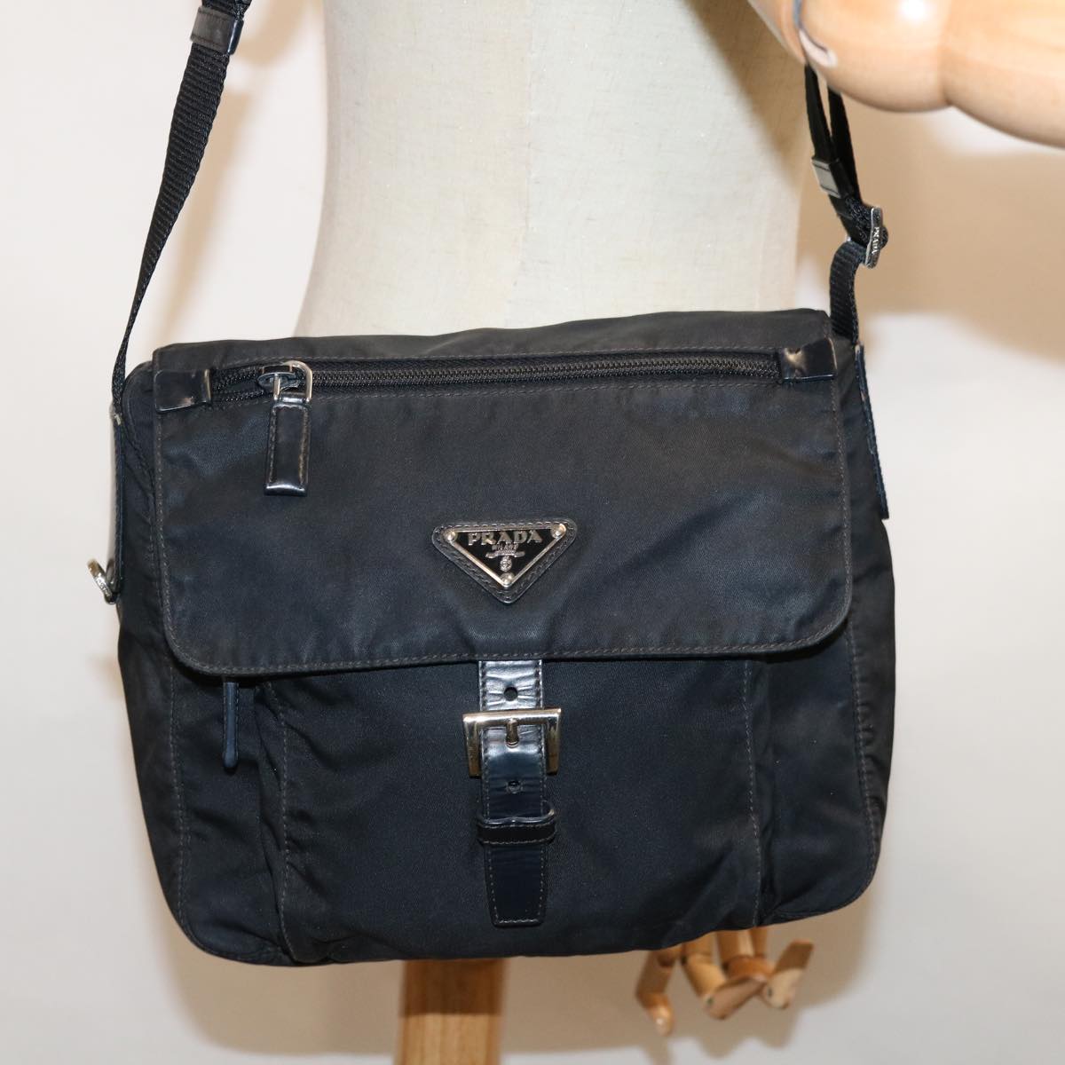 PRADA Shoulder Bag Nylon Black Auth ep3214