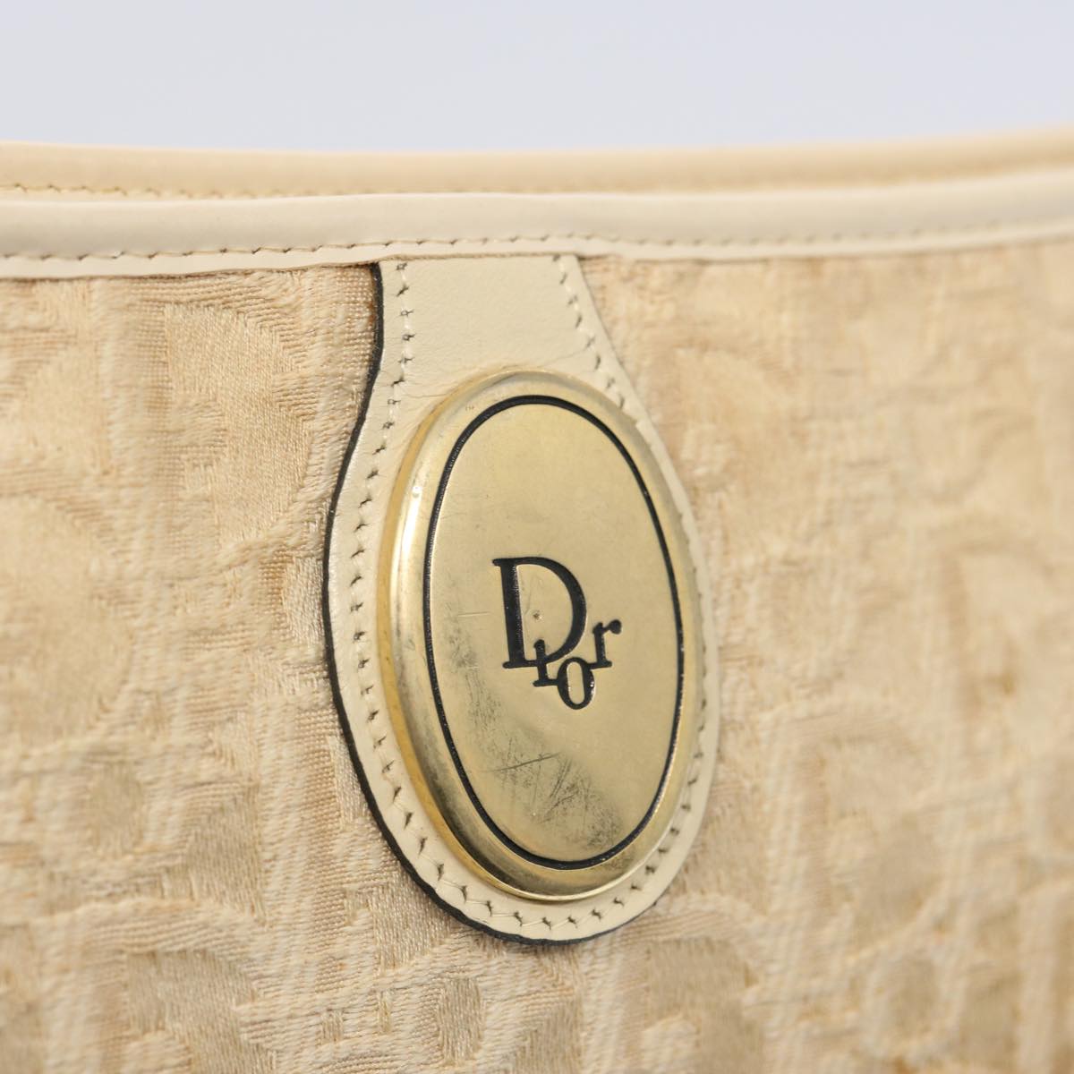 Christian Dior Trotter Canvas Shoulder Bag Beige Auth ep3227