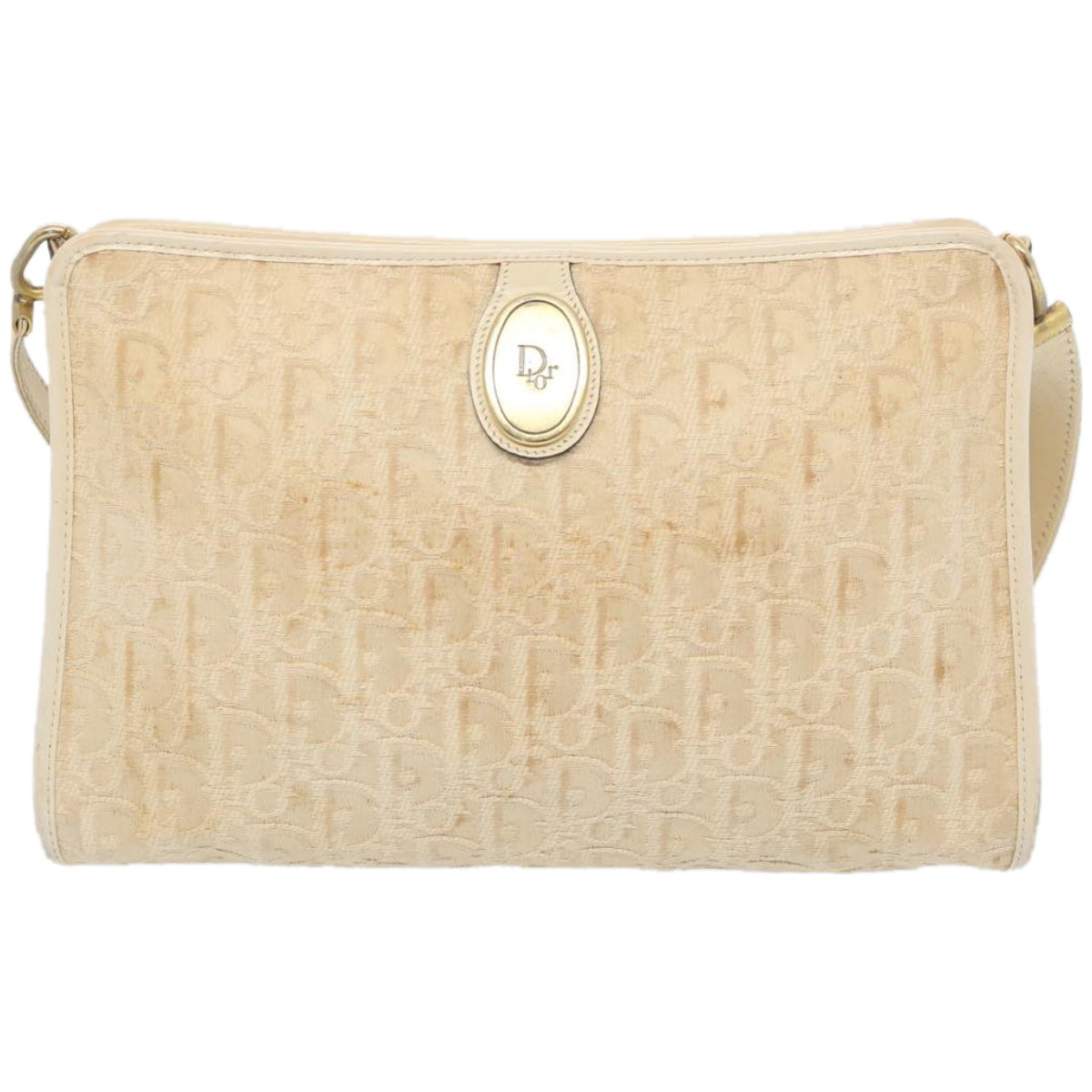 Christian Dior Trotter Canvas Shoulder Bag Beige Auth ep3227 - 0