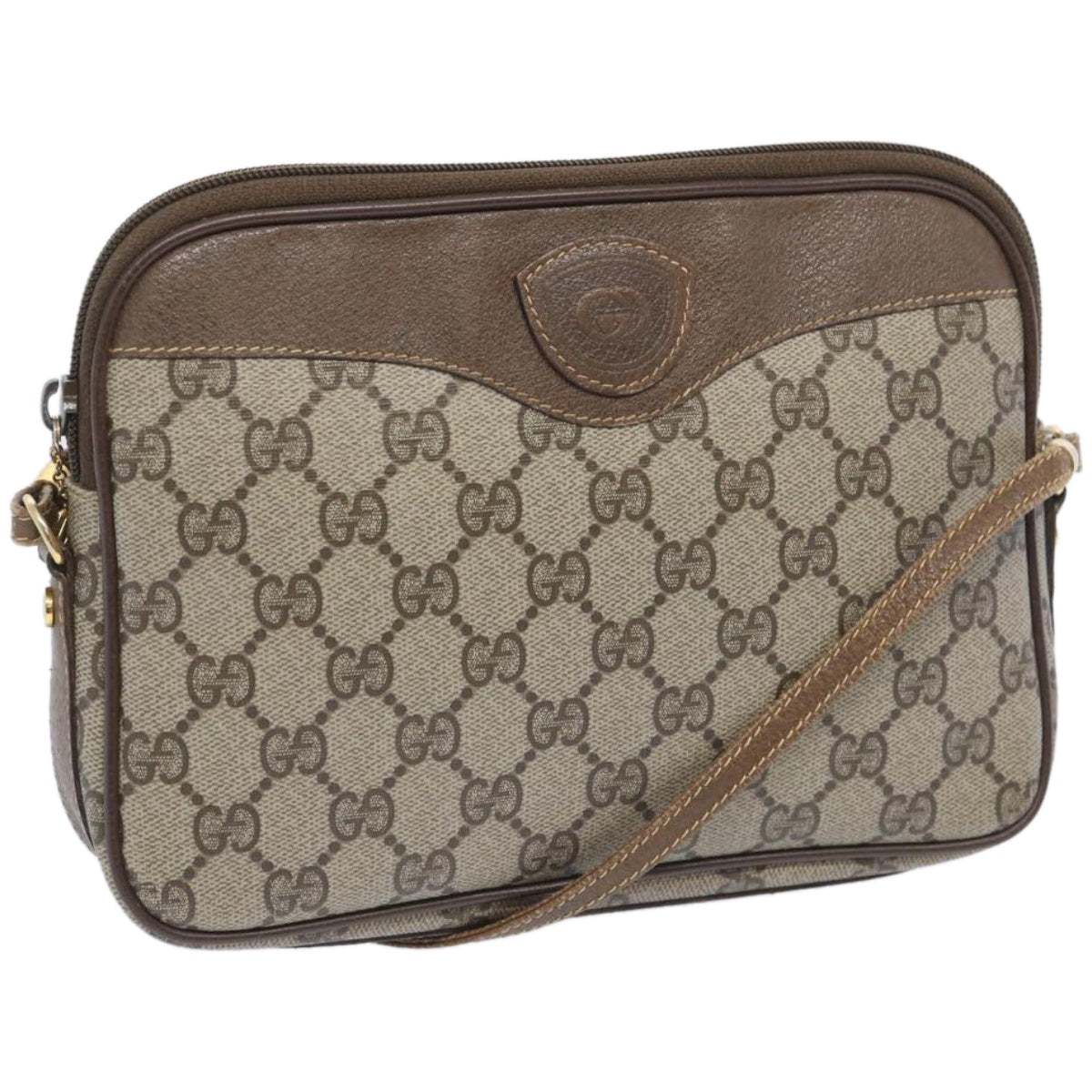 GUCCI GG Supreme Shoulder Bag PVC Beige Auth ep3229