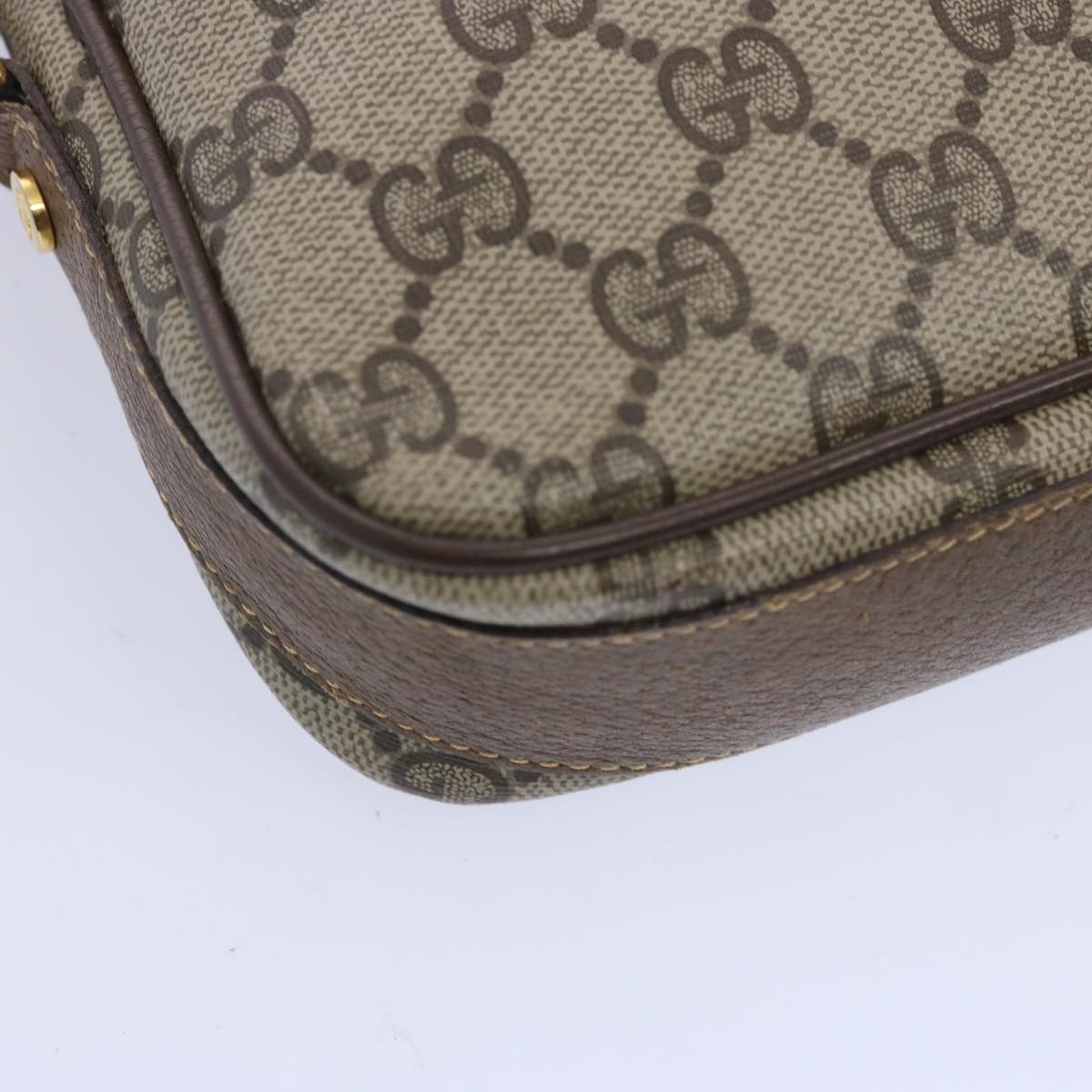 GUCCI GG Supreme Shoulder Bag PVC Beige Auth ep3229