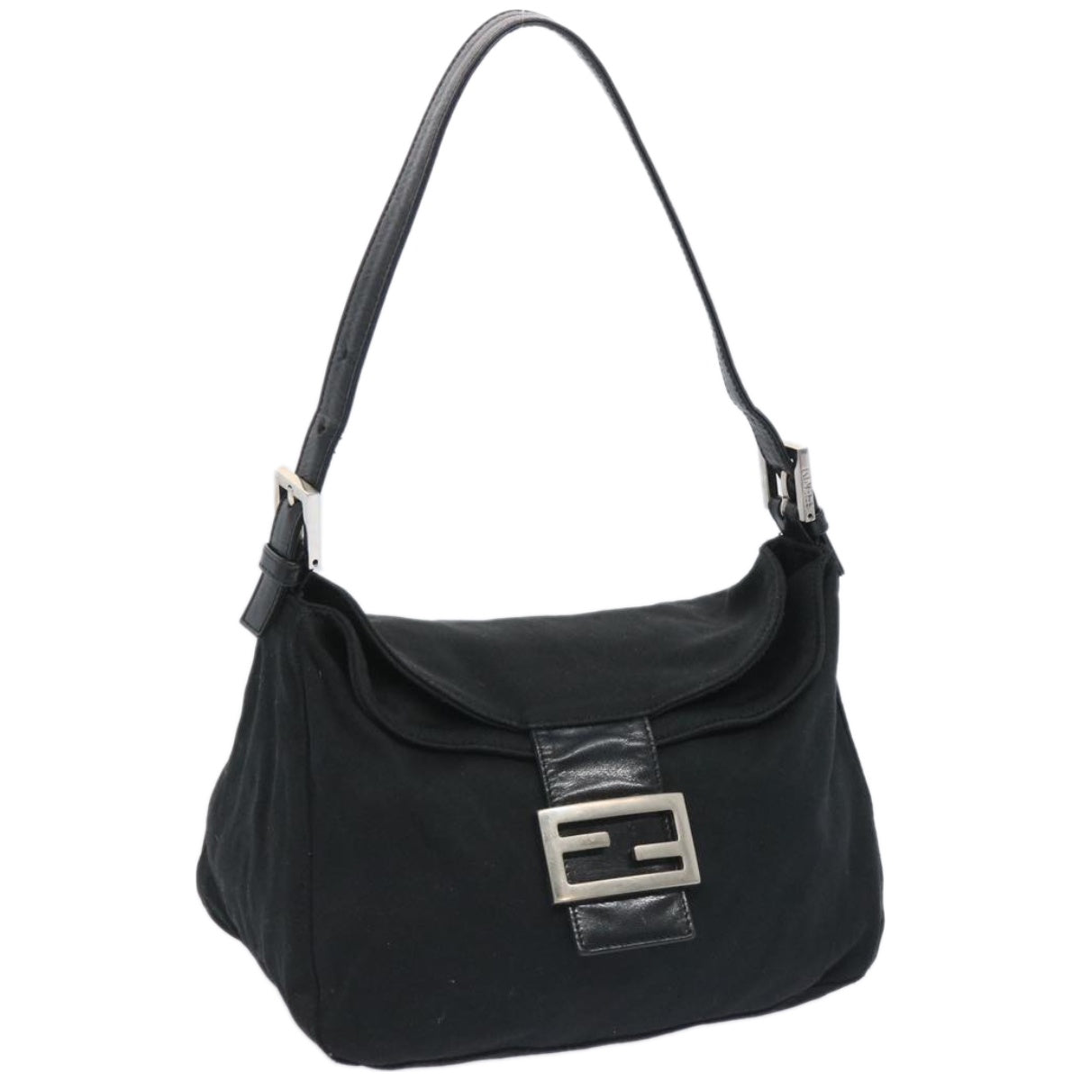 FENDI Mamma Baguette Shoulder Bag Nylon Black Auth ep3241