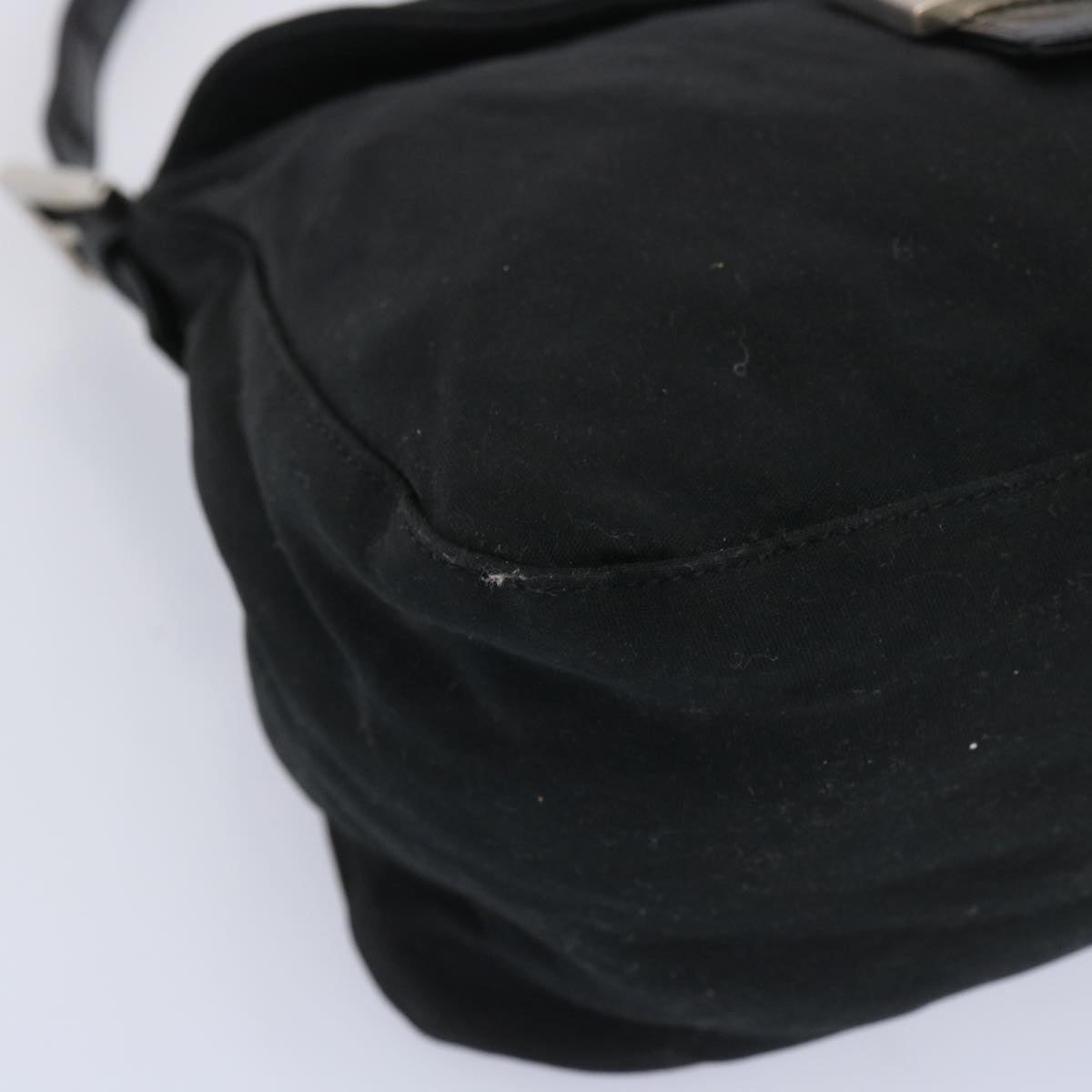 FENDI Mamma Baguette Shoulder Bag Nylon Black Auth ep3241