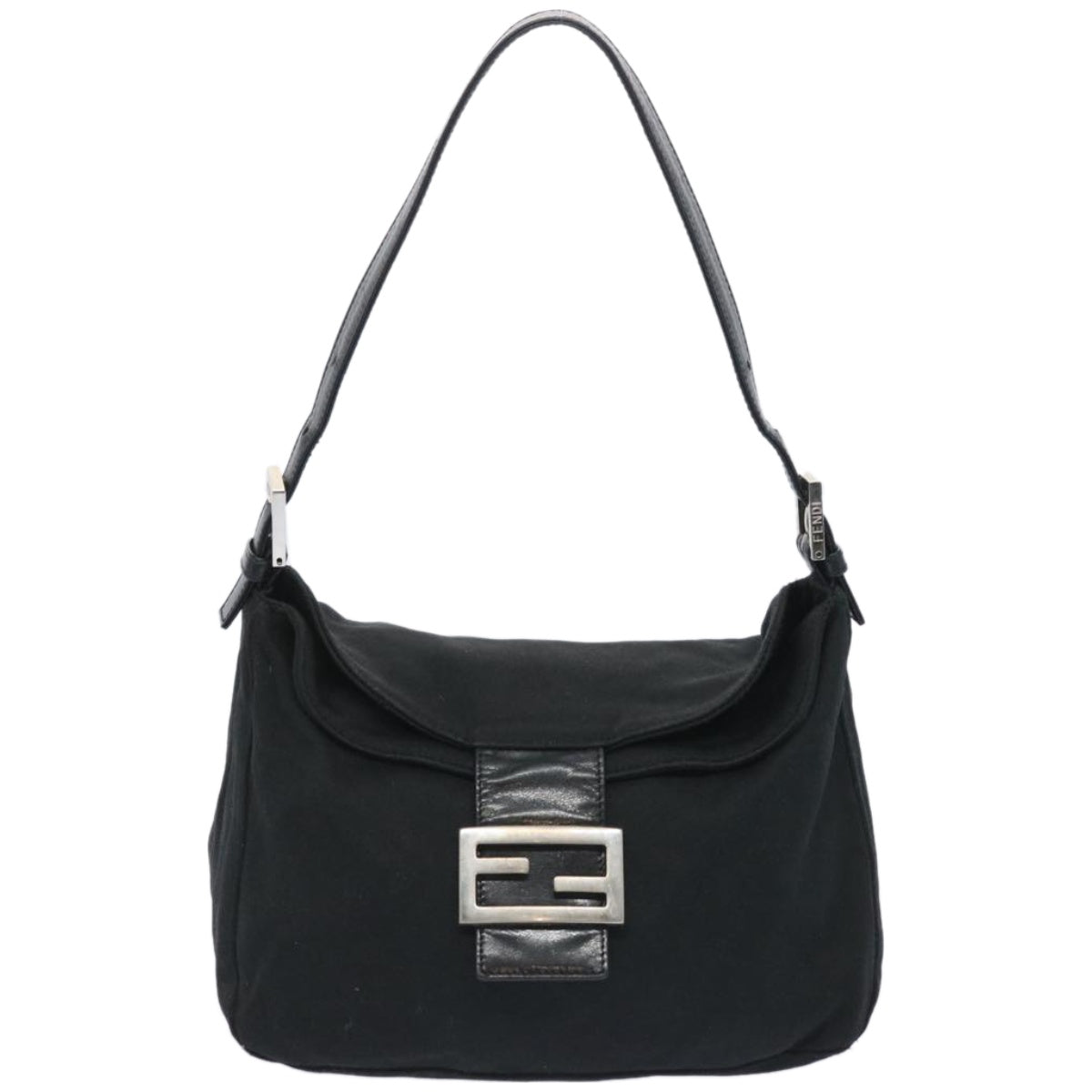 FENDI Mamma Baguette Shoulder Bag Nylon Black Auth ep3241