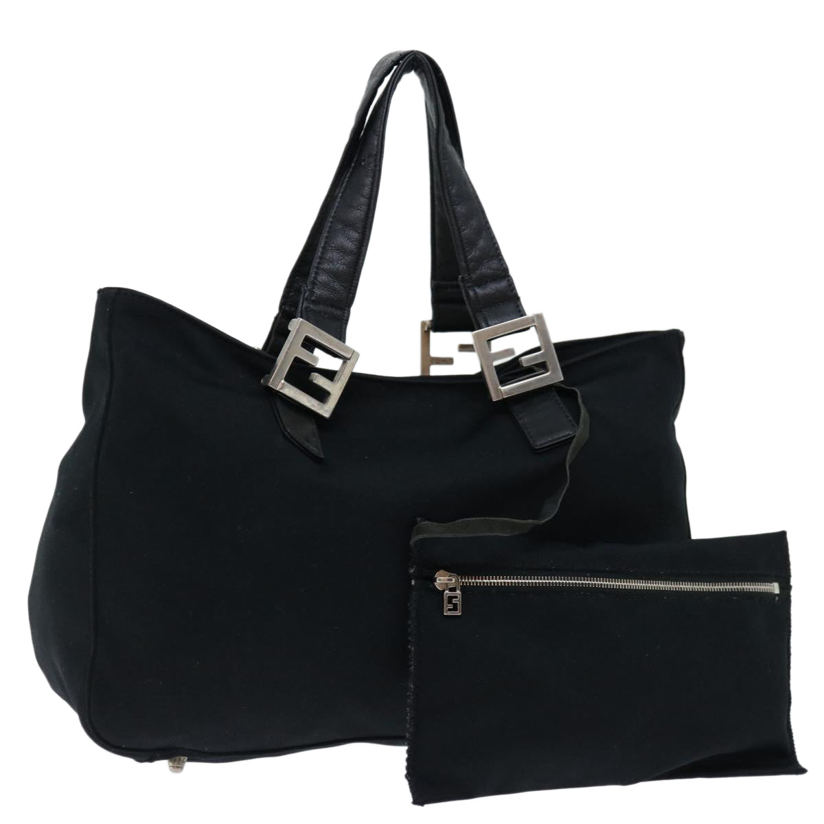 FENDI Hand Bag Nylon Black Auth ep3242