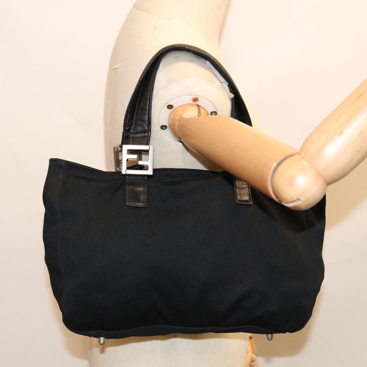 FENDI Hand Bag Nylon Black Auth ep3242