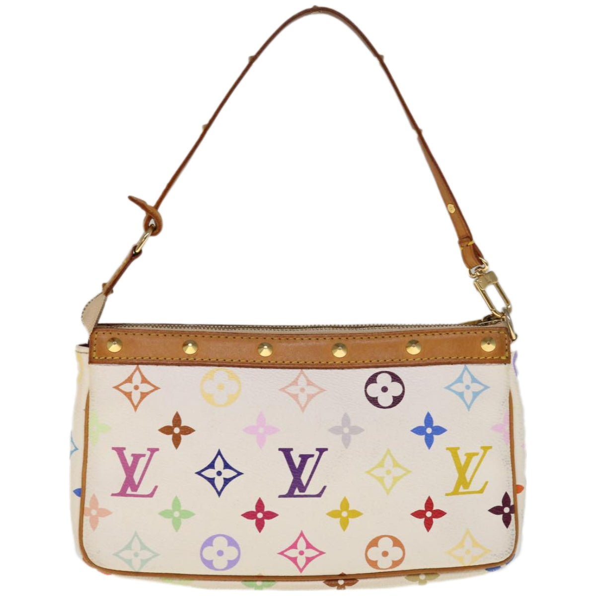 LOUIS VUITTON Multicolor Pochette Accessoires Pouch White M92649 LV Auth ep3249