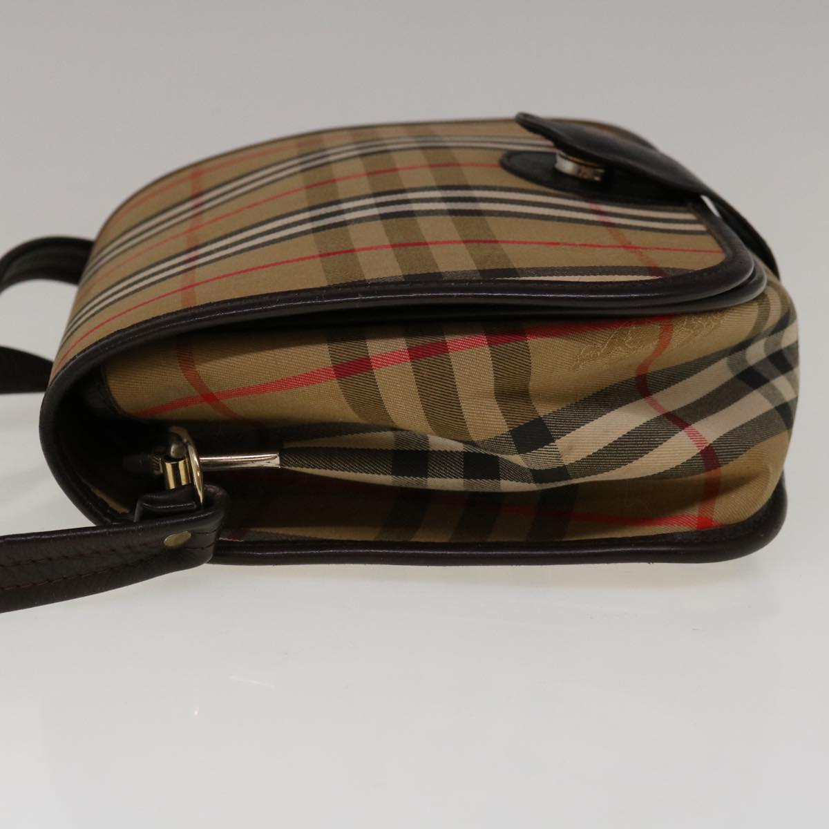 Burberrys Nova Check Shoulder Bag Nylon Canvas Beige Auth ep3261