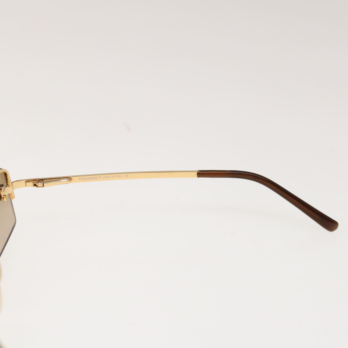 CHANEL Glasses Metal Brown 4093B CC Auth ep3273