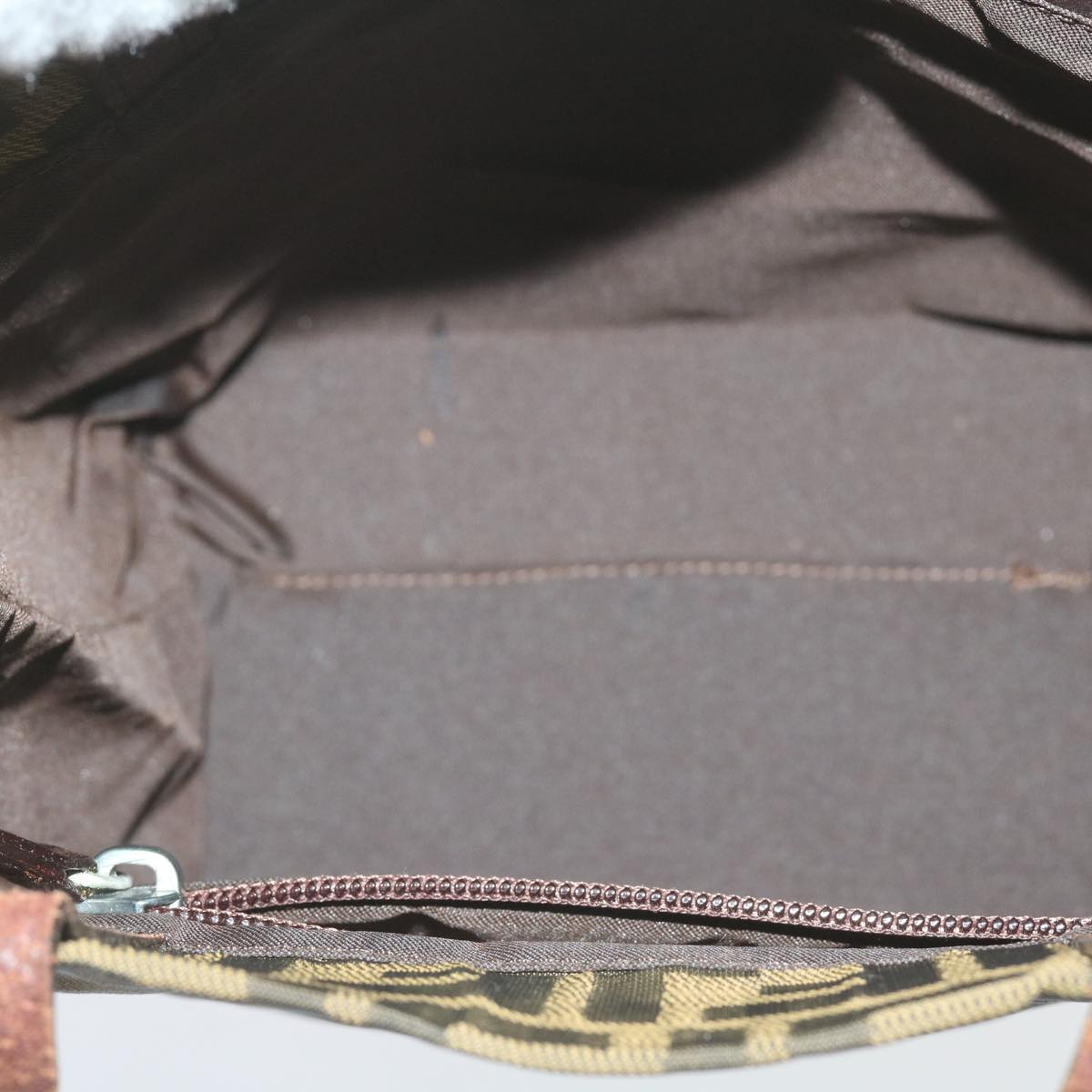 FENDI Zucca Canvas Hand Bag Black Brown Auth ep3284