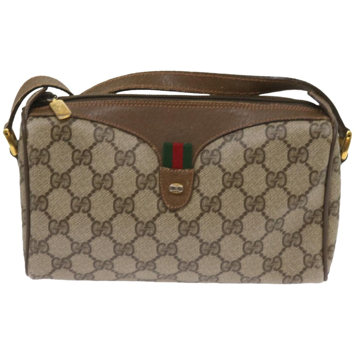 GUCCI GG Supreme Web Sherry Line Shoulder Bag PVC Beige 89 02 018 Auth ep3292