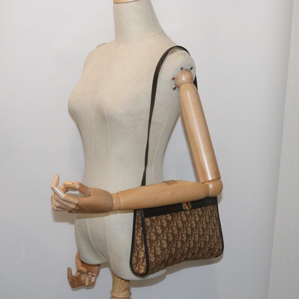 Christian Dior Trotter Canvas Shoulder Bag Brown Auth ep3298