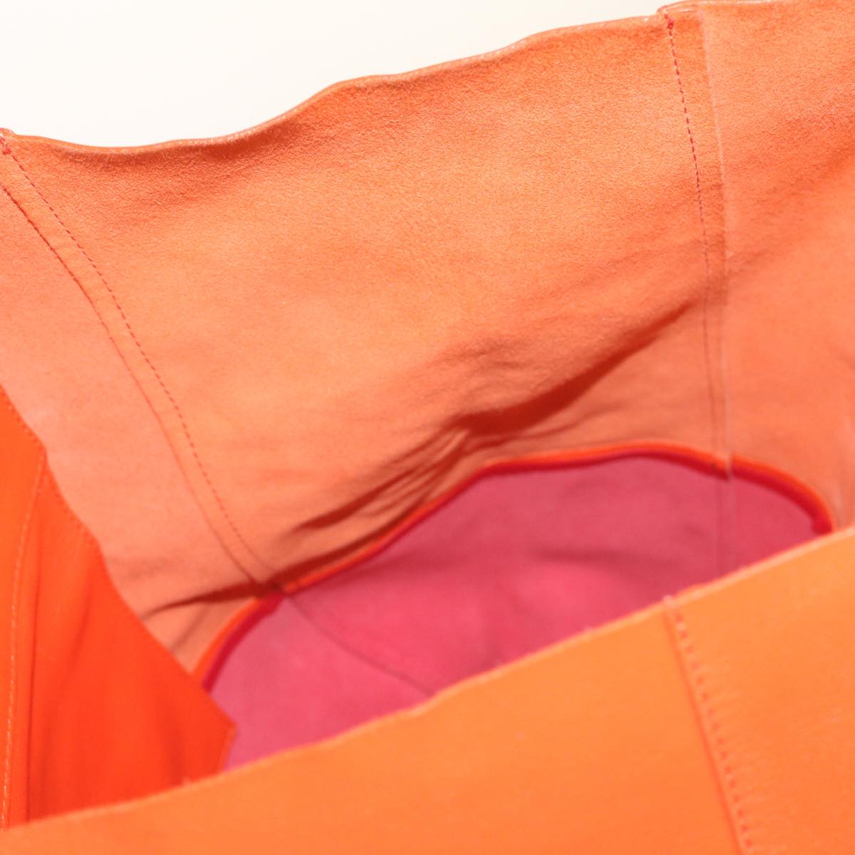CELINE Hand Bag Leather Orange Auth ep3321