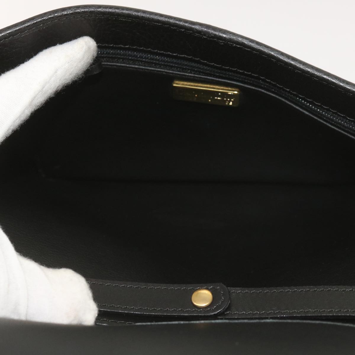 Christian Dior Shoulder Bag Leather Black Auth ep3331