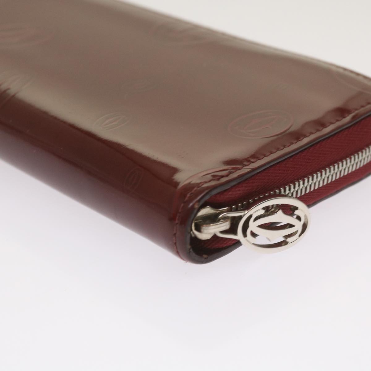 CARTIER Long Wallet Patent leather Red Auth ep3340