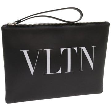 VALENTINO Clutch Bag Leather Black Auth ep3342