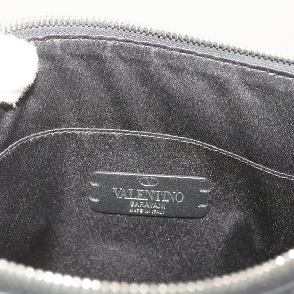 VALENTINO Clutch Bag Leather Black Auth ep3342