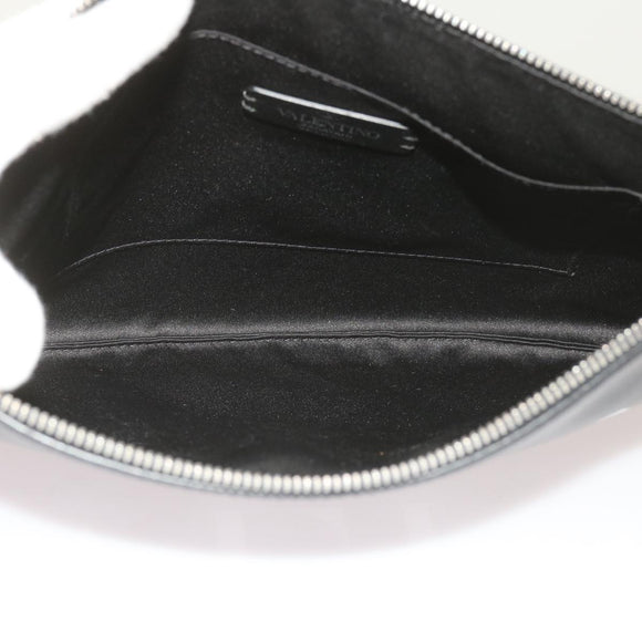 VALENTINO Clutch Bag Leather Black Auth ep3342