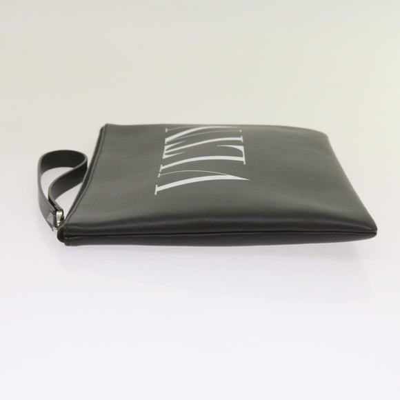 VALENTINO Clutch Bag Leather Black Auth ep3342