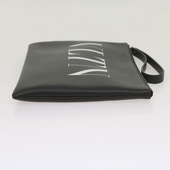 VALENTINO Clutch Bag Leather Black Auth ep3342