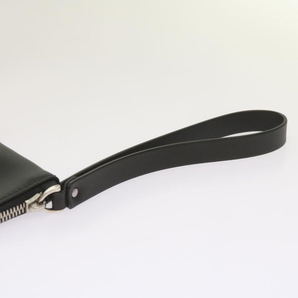 VALENTINO Clutch Bag Leather Black Auth ep3342