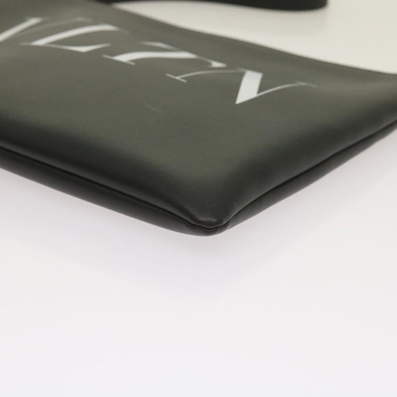 VALENTINO Clutch Bag Leather Black Auth ep3342