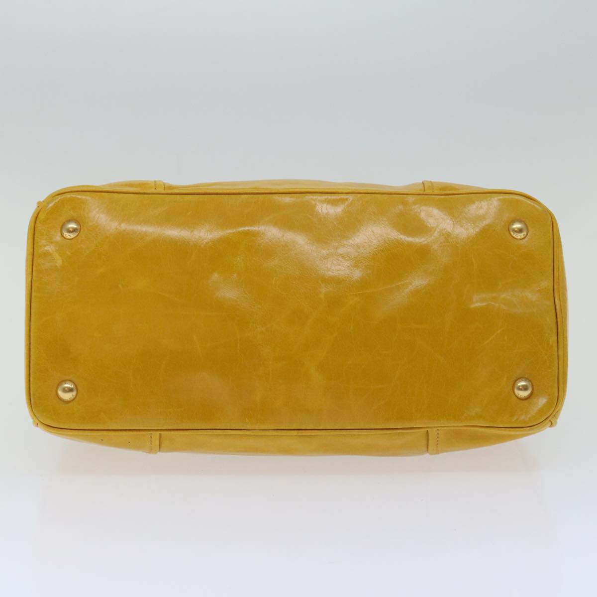 PRADA Hand Bag Leather 2way Yellow Auth ep3374