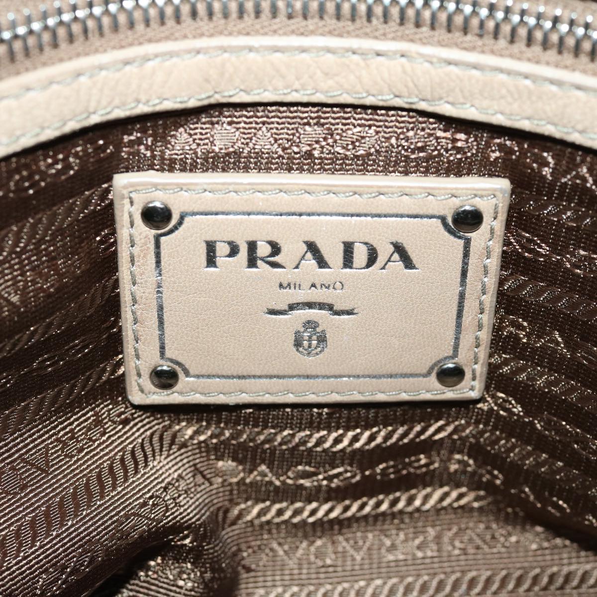 PRADA Hand Bag Leather 2way Beige Auth ep3375