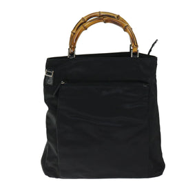 GUCCI Bamboo Hand Bag Nylon 2way Black 002 3754 0506 Auth ep3379 - 0