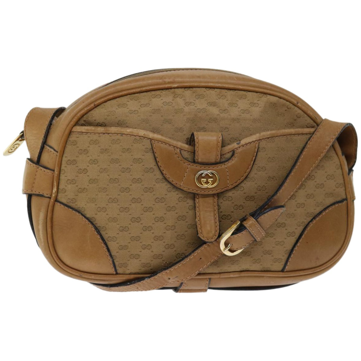 GUCCI Micro GG Canvas Shoulder Bag Beige Auth ep3382