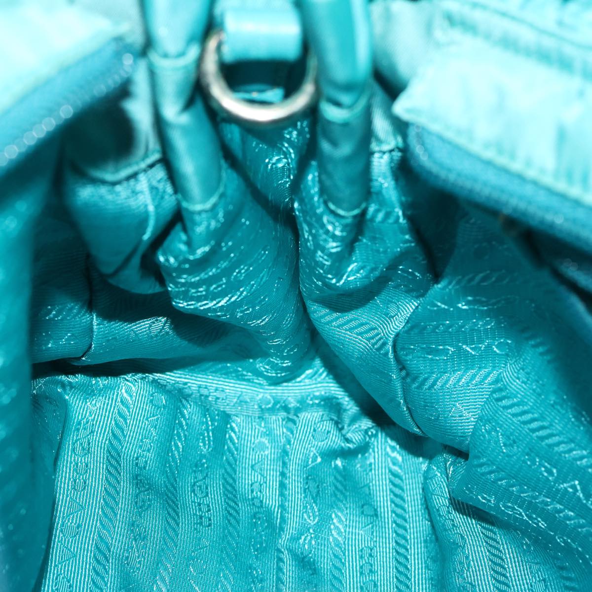 PRADA Hand Bag Nylon 2way Turquoise Blue Auth ep3391