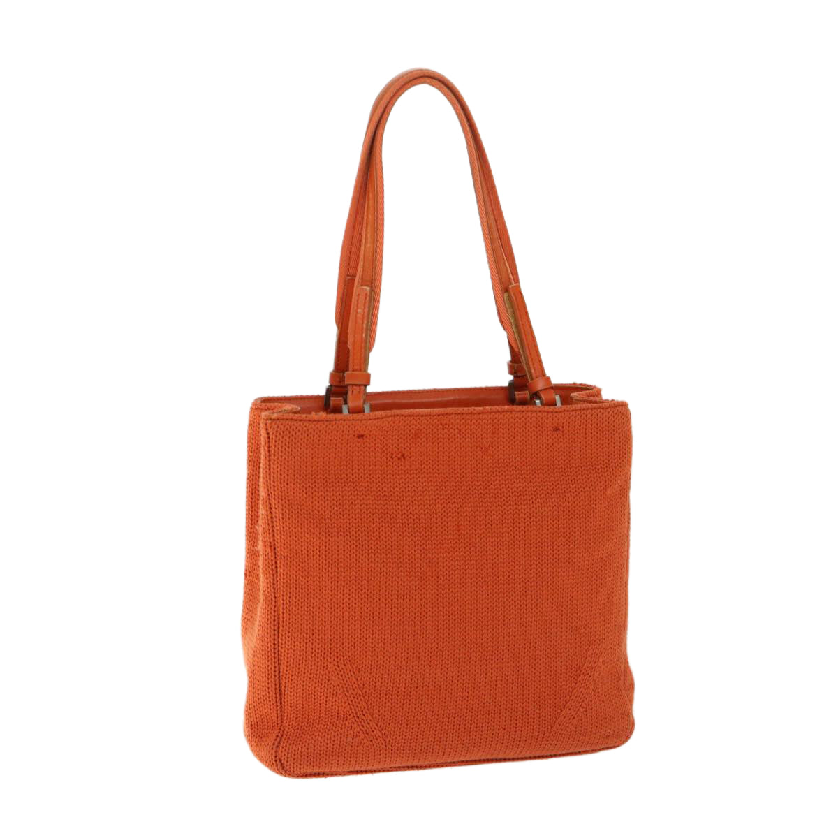 PRADA Hand Bag Wool Orange Auth ep3393