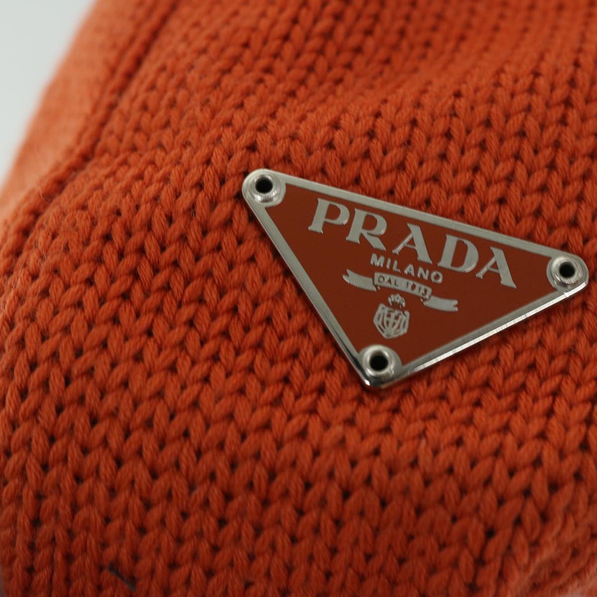 PRADA Hand Bag Wool Orange Auth ep3393