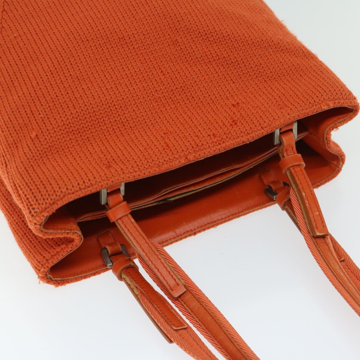 PRADA Hand Bag Wool Orange Auth ep3393