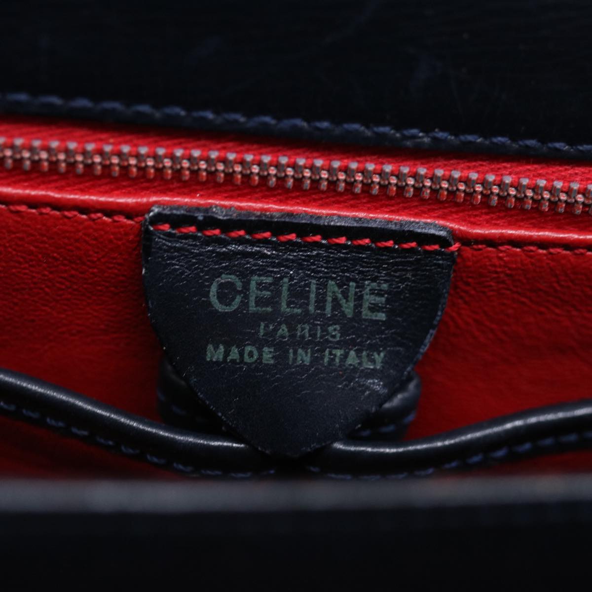 CELINE Shoulder Bag Leather Navy Auth ep3396