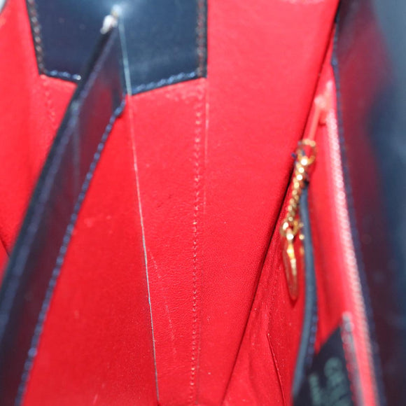 CELINE Shoulder Bag Leather Navy Auth ep3396