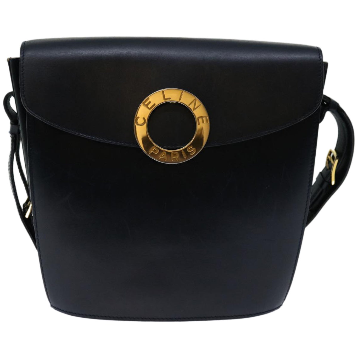 CELINE Shoulder Bag Leather Navy Auth ep3396 - 0