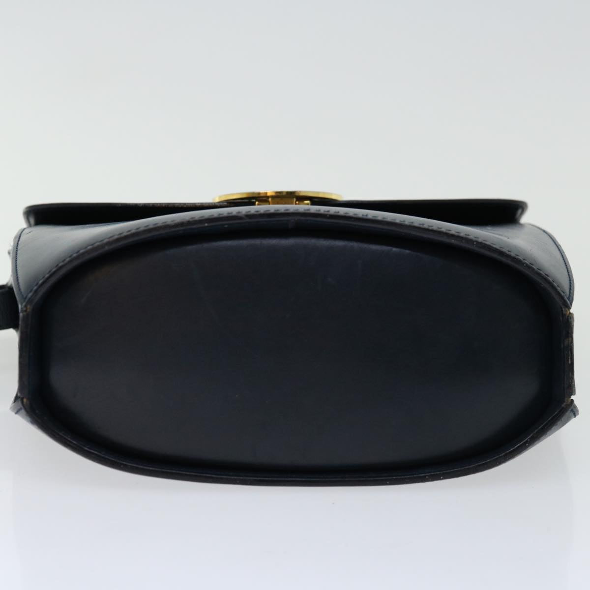 CELINE Shoulder Bag Leather Navy Auth ep3396